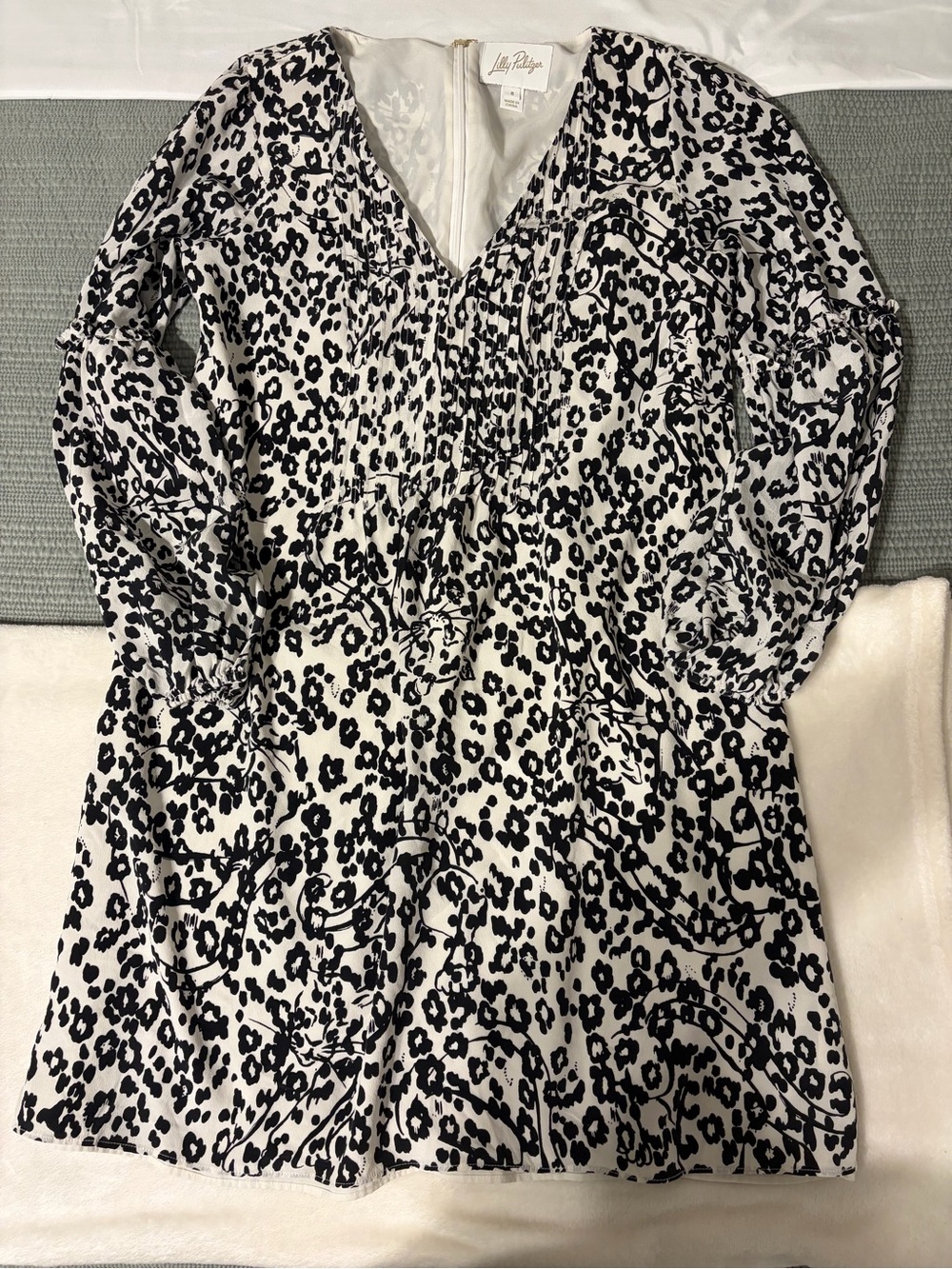Lilly Pulitzer Black and White Leopard-Print Long Sleeve Top